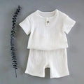 Summer Kids' Sets and Outfits Boys Girls Cotton Linen Muslin Suit for Children T-shirt Tops + Shorts Baby Loungewear Clothing