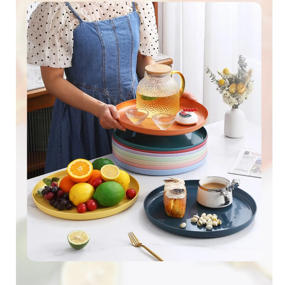 1/4/6PCS Nordic Wheat Straw Plate Fruit Plate Vegetable Plate Plastic Bone Spitting Plate Dry Fruit Plate Tableware Large Plate