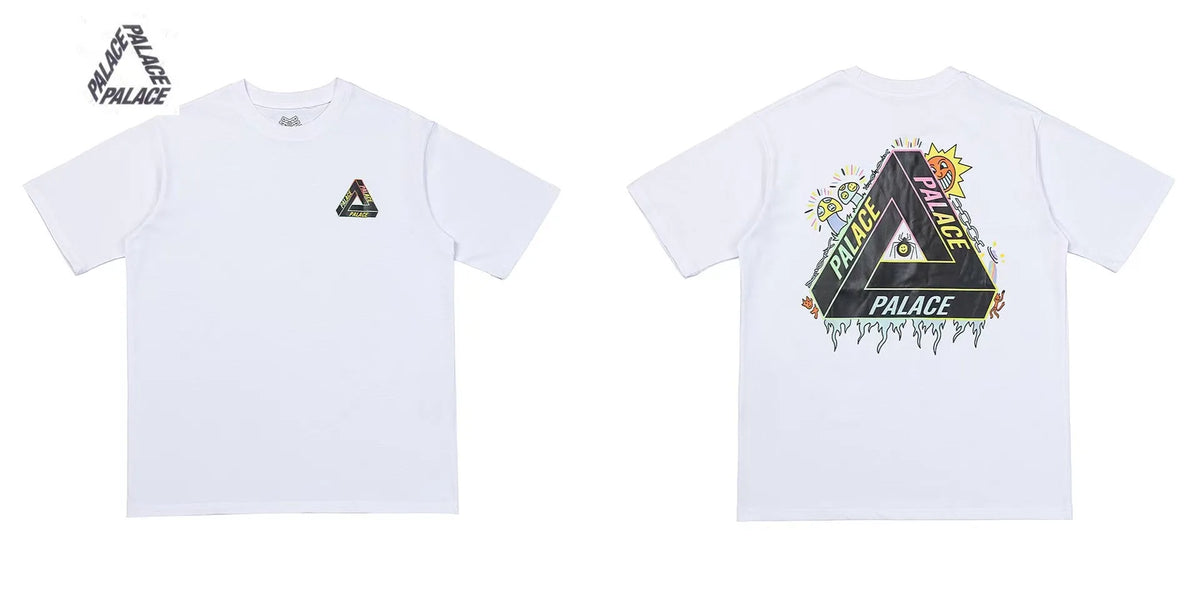 Palace Triangle Print Cotton Casual T-Shirt - Men's Short Sleeve