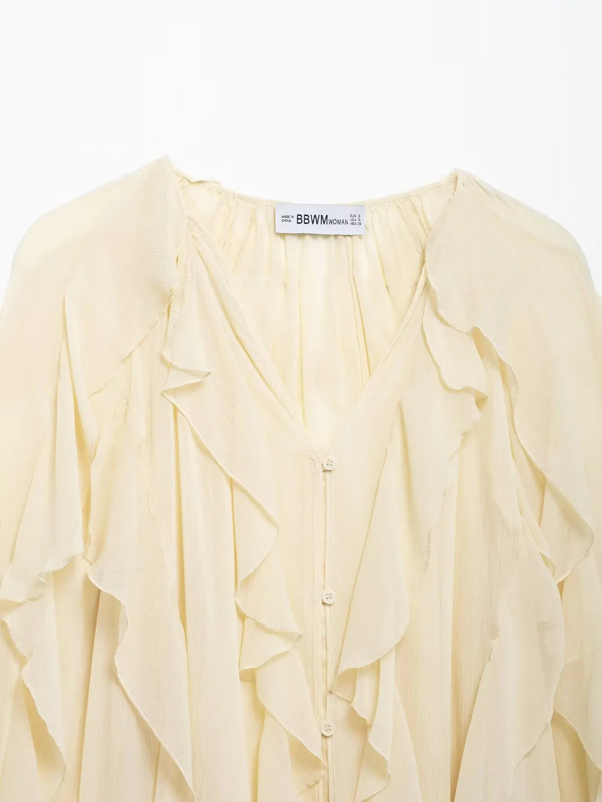 Women Fashion Solid Ruffled Blouse Vintage V-Neck Long Sleeves Female Chic Lady Shirts