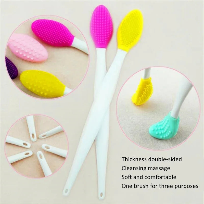1/2PCS Face Silicone Brush Double-Sided Nose  Lip Face Clean cleansing stick Blackhead Removal Acne Makeup Brush