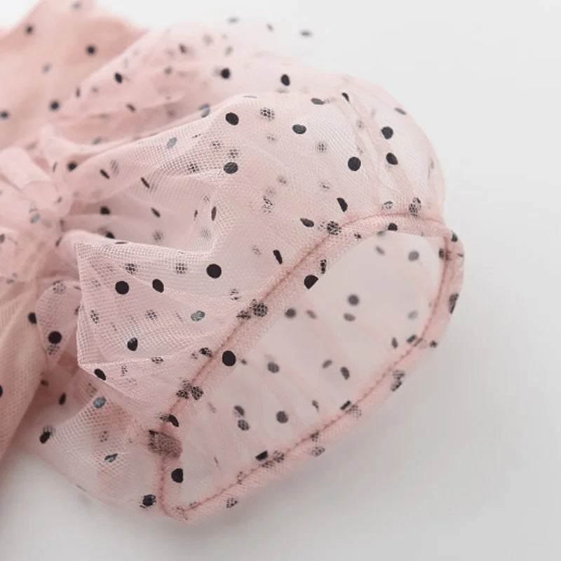 Girls' Style Summer New Dress with Polka Dot Mesh Korean Lace Children's Fashion Beautiful Long Skirt
