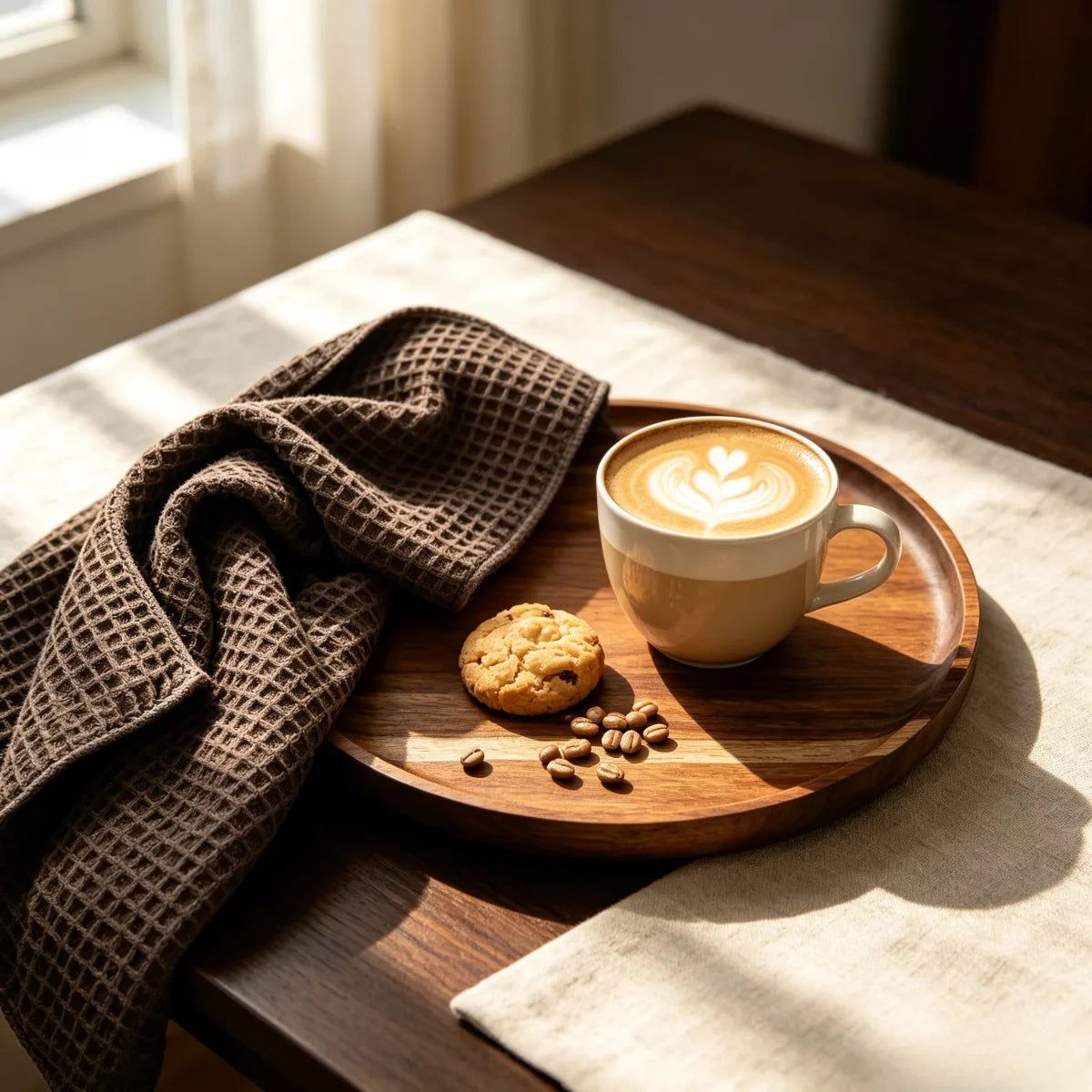 Acacia Wood Round Serving Tray - 20cm/25cm Stackable Dinner Plate