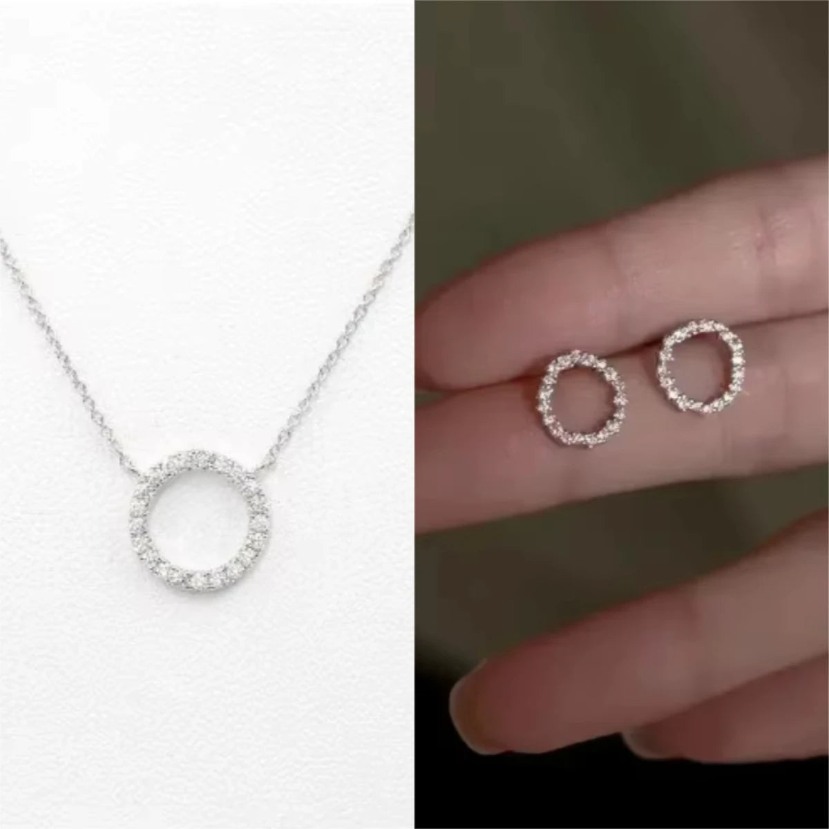 Fashion Trend Elegant Crystal Circle Pendant Necklace
