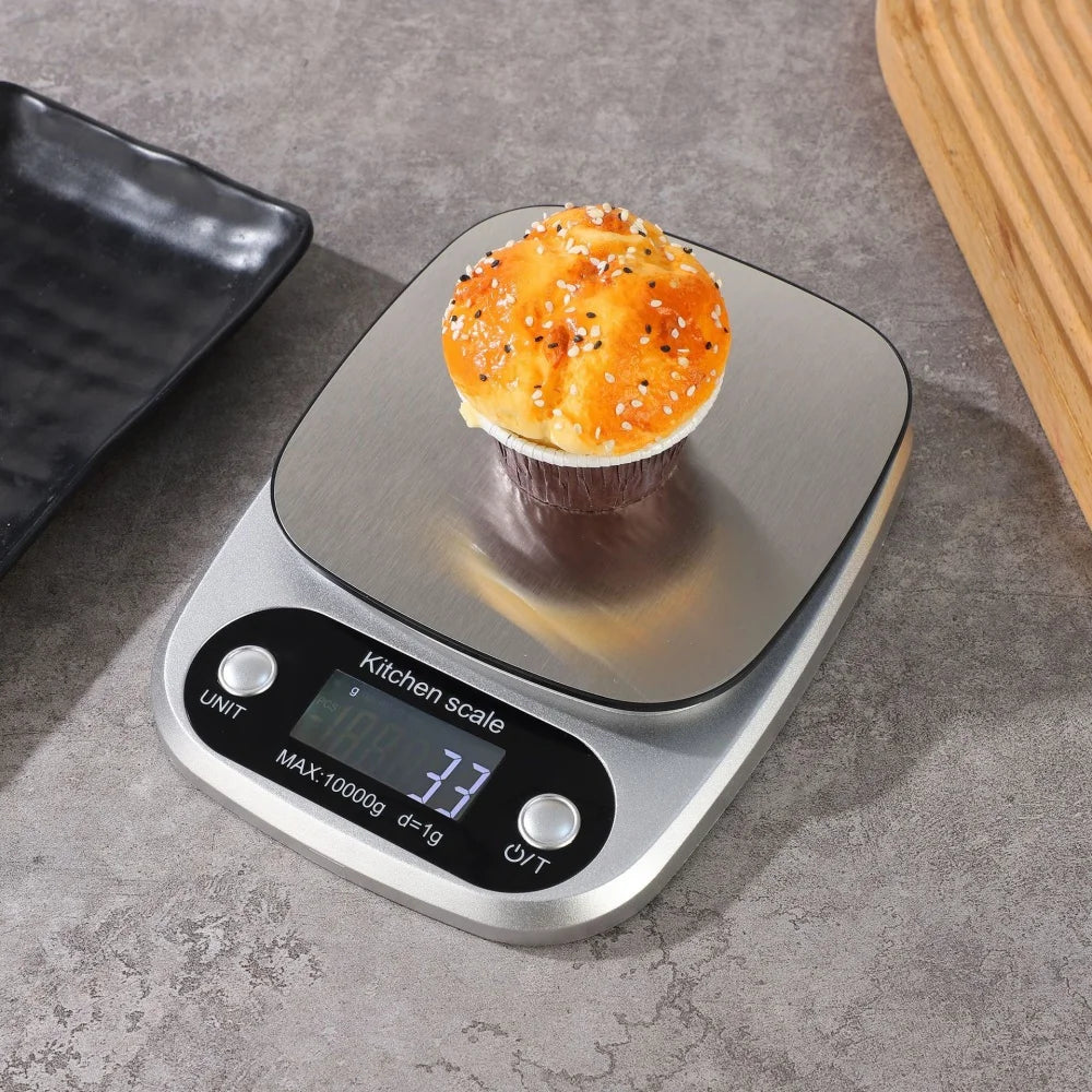 Báscula de cocina digital de 10 kg/1 g, de alta precisión, con pantalla LCD, para alimentos, joyería, café, repostería, portátil, herramientas de cocina de alta calidad