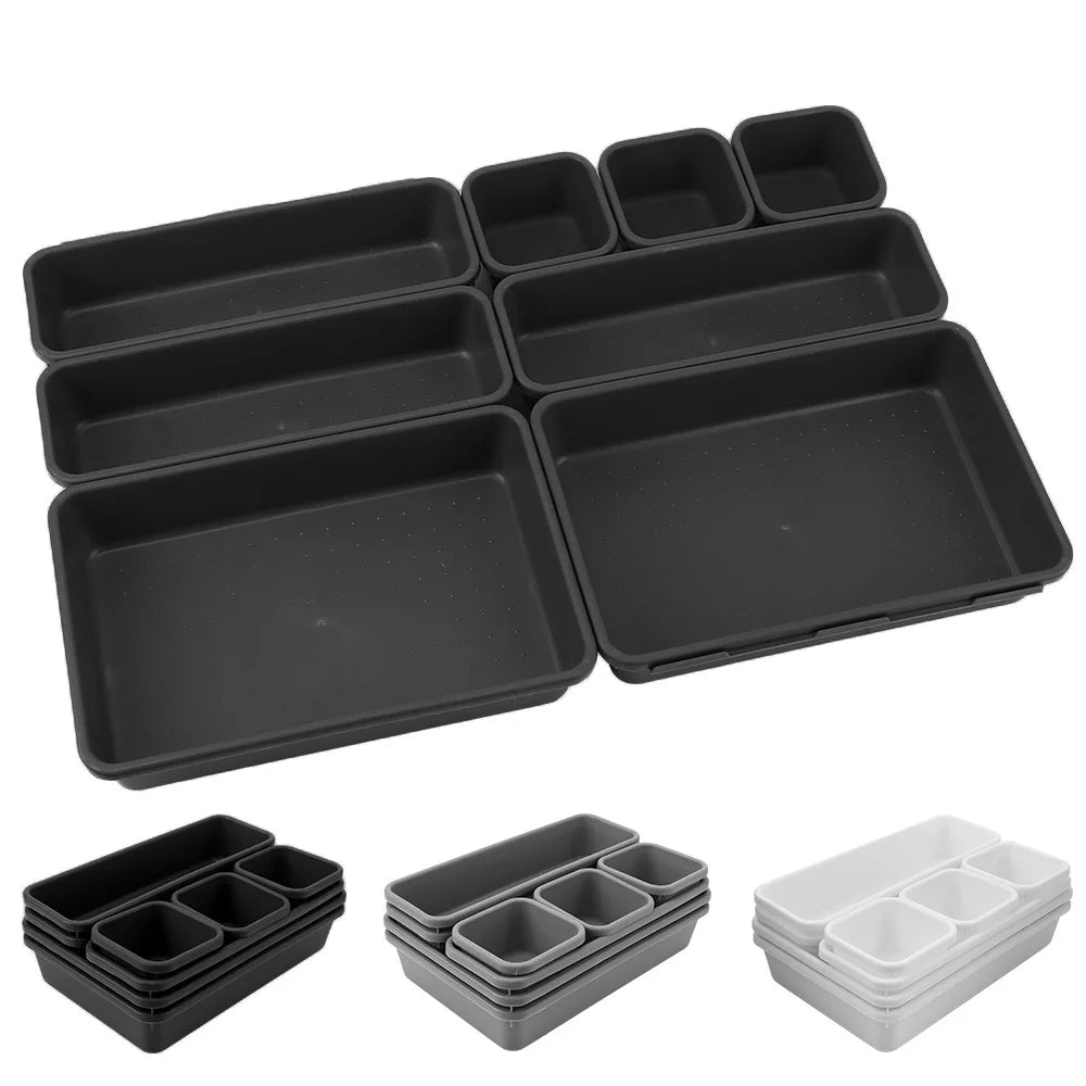 Juego de 8 bandejas organizadoras para cocina, baño, joyas, armario, maquillaje, cajones, caja de almacenamiento