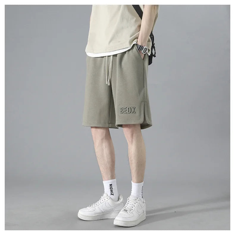American Style Men's Summer Thin Sporty Loose Fit Casual Shorts Five-Quarter Polyester Fiber Straight Leg Street Style