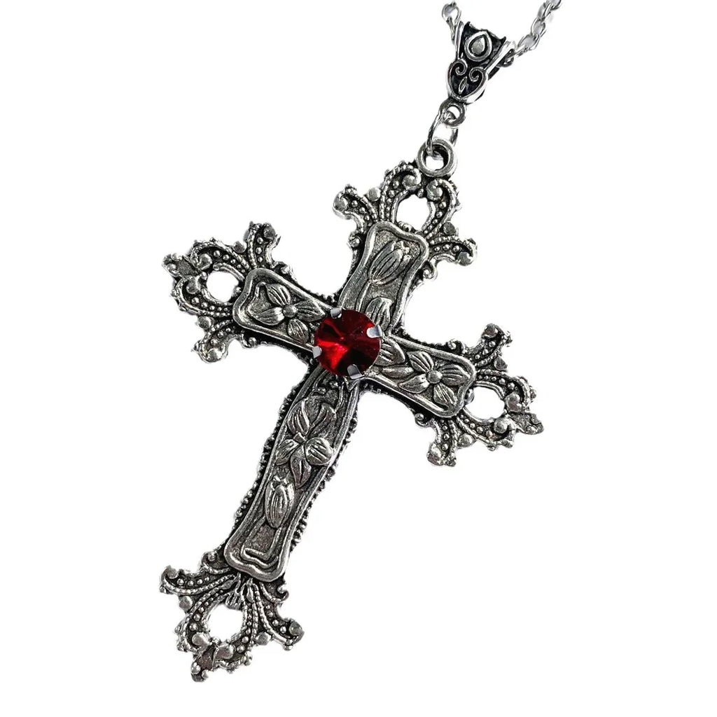Punk Crystal Cross Pendant Necklace Women'S'S Gothic Clavicle Necklace Necklace Aesthetic Jewelry Bijoux Gifts