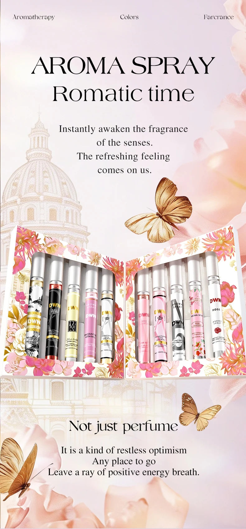 Women's 10PCS Alcohol-Free Fragrances Set, Romantic Floral Scents, Elegant Gift Box, Long-Lasting, Ideal for Daily Use & Gifting