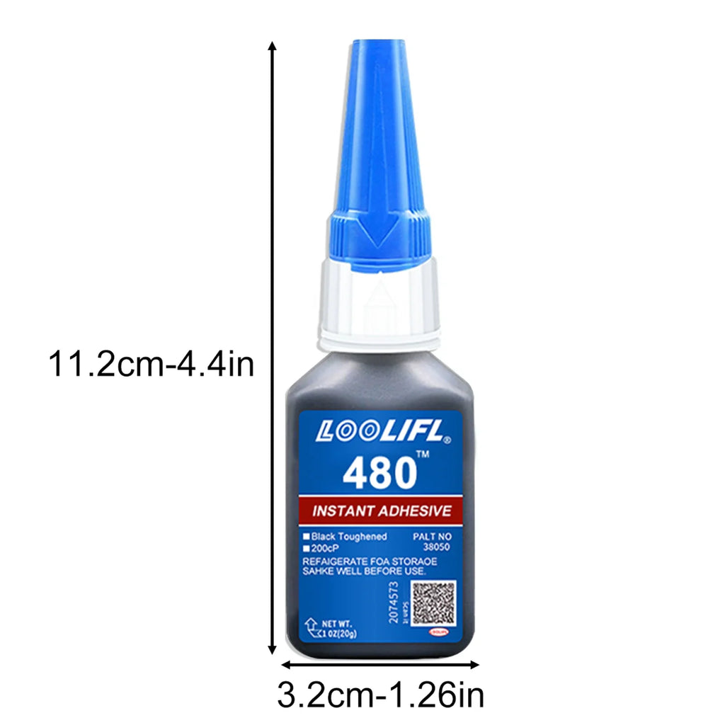 480 pegamento negro súper adhesivo instantáneo de secado rápido cianoacrilato para plástico madera metal neumáticos reparación de zapatos de goma herramienta líquida