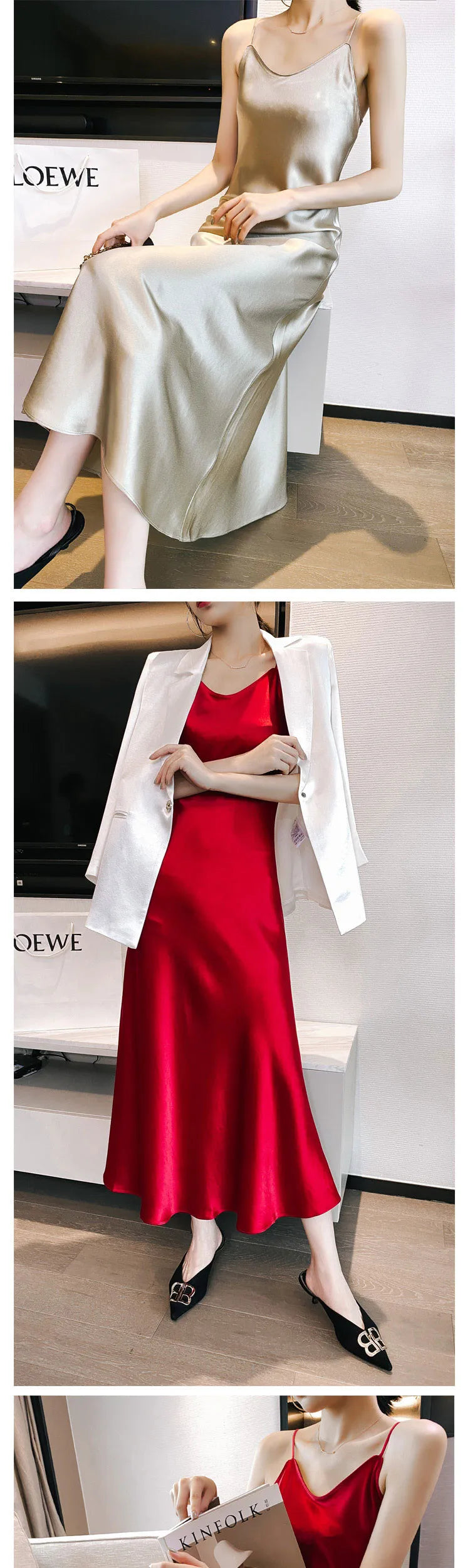2026 fashion Sexy Satin Long Dress Summer Lady Acetate satin Party Dress High Waist Slim Female Retro Dress Red Pink robe femme