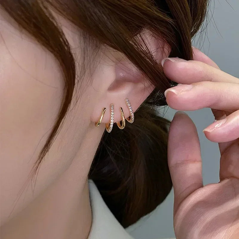 2026 New Shiny Four Claws Stud Earrings For Women'S Korean Rhinestone Zircon Earring Girls Birthday Wedding Fashion Jewelry