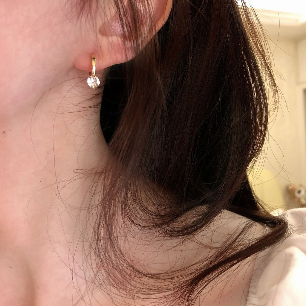 Korean Fashion Sparkling Zircon Ear Buckle Earrings For Women'S Classic Elegant Rhinestone Earrings Office Wedding Jewelry