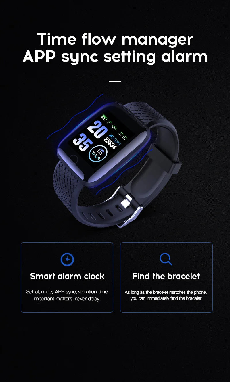 116plus Smart Watch Hombres y Mujeres Pantalla Táctil Completa Reloj Deportivo de Fitness Hombre IP67 Impermeable Bluetooth para Ios Android Smartwatch