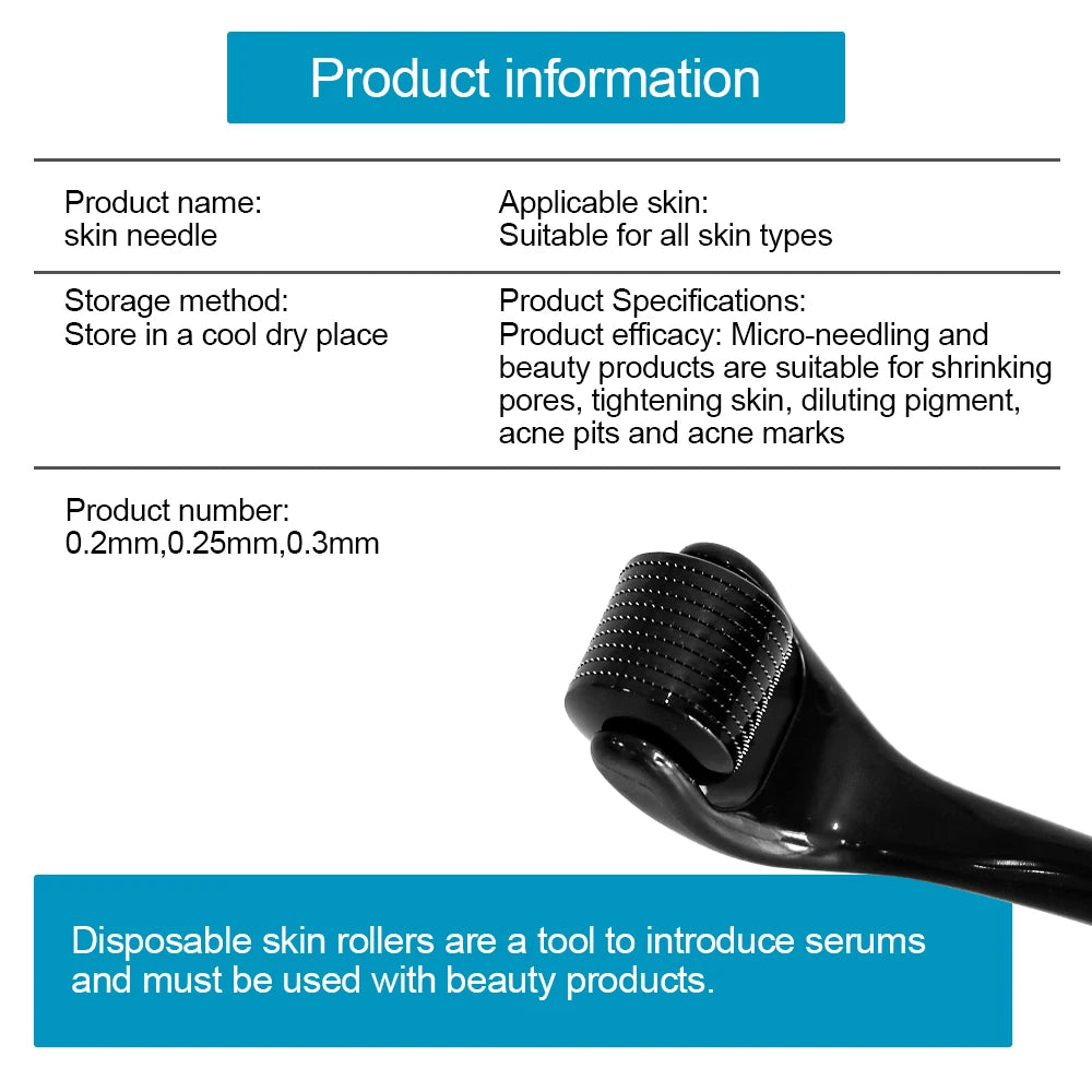 0.2/0.25/0.3mm 540 Microneedles Derma Roller for Hair Beard Grow Facial Skin Care Cosmetic Beauty Instrument for Women and Man