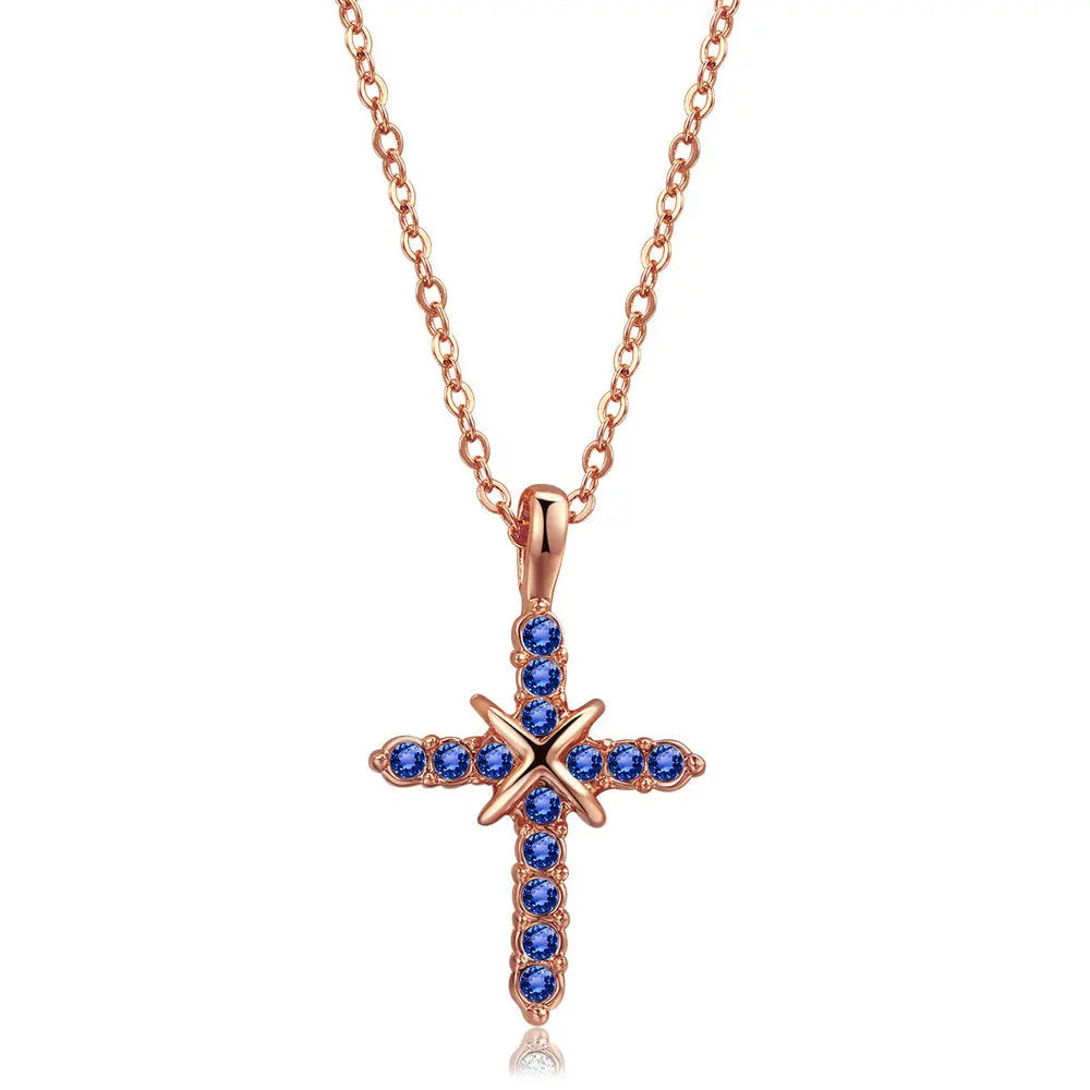 Cross Pendant Necklace For Women'S Iced Out Crystal Silver Plated Chain Collar Choker Necklace Christmas Jewelry Fashion N456