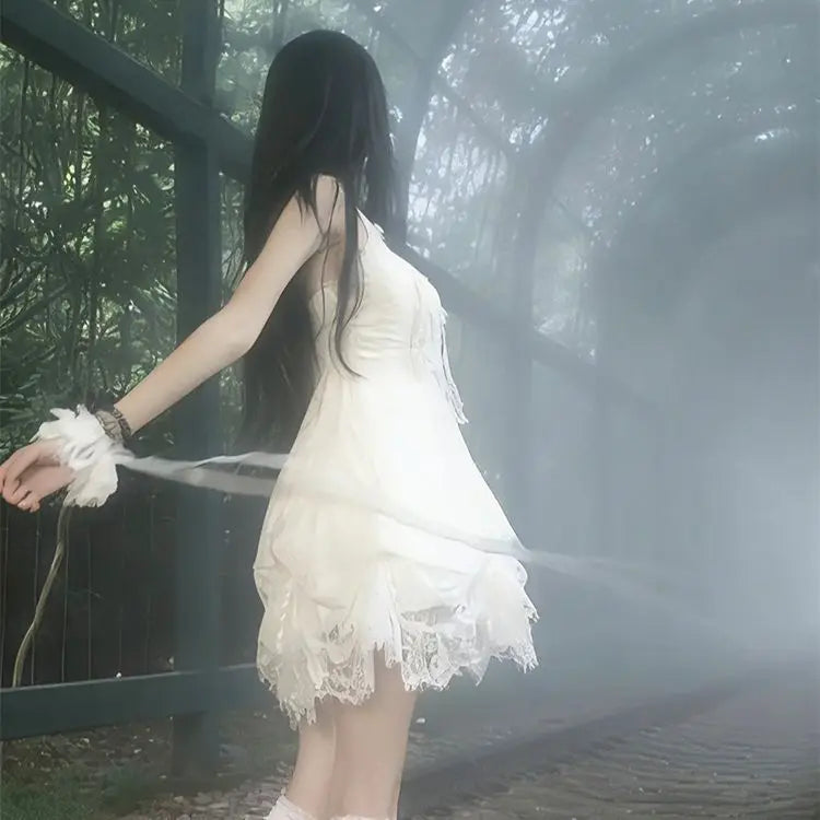 Women Harajuku Y2k Strap Dress Y2K Aesthetic Club Party Fashion Outfits Gothic Retro Sweet Bud Mini Dress
