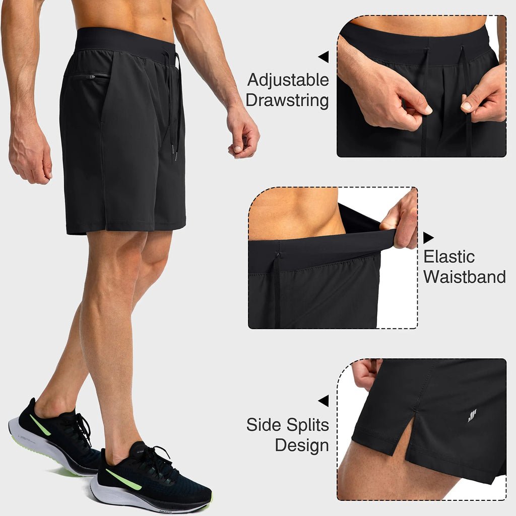 1Pcs/Mens Ice Silk Cooling Shorts Quick-Dry Workout Running Fitness Shorts With Zipper Pockets Athletic Gym Sportswear Loose Fit