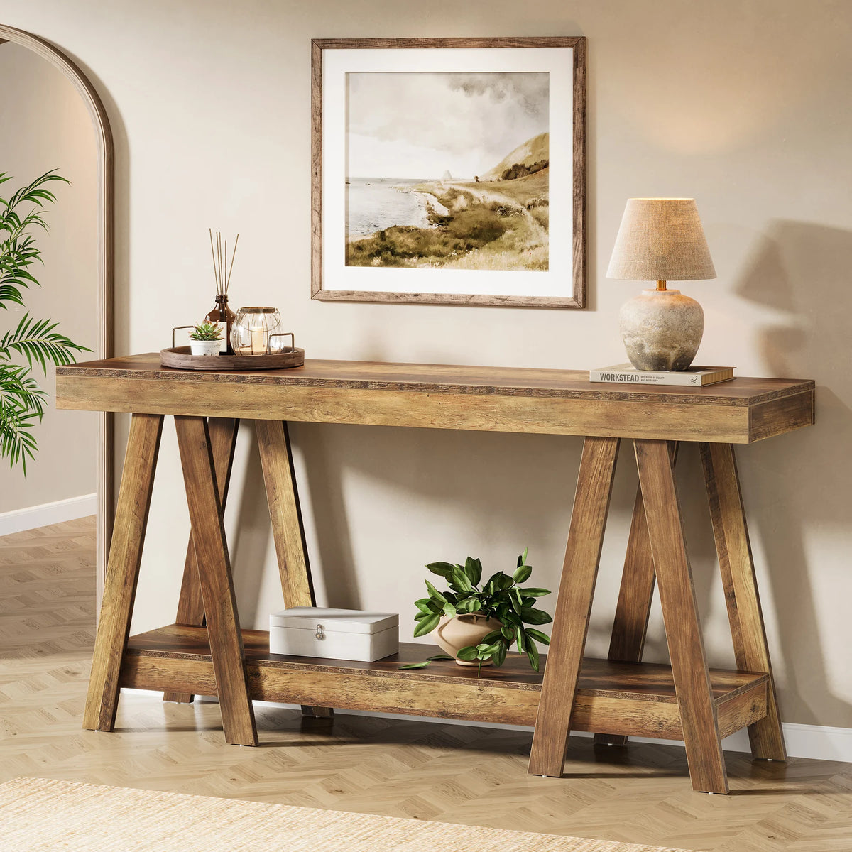 Tribesigns 70.87" Farmhouse Console Table, 2-Tier Entryway Accent Table Behind Sofa for Living Room, Entrance, Foyer