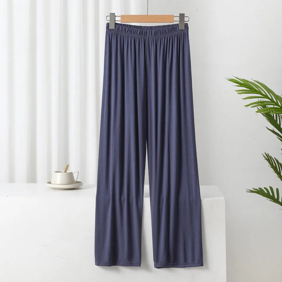 New Summer Knit Women's Modal Pants Loose Casual Wide Leg Pants for Women Bottoms Korean Fashion Home Streetwear Women Clothes
