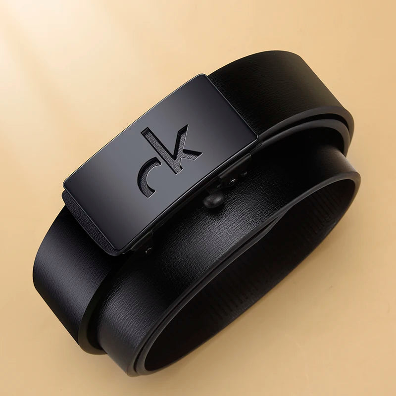 Retro Simple Men's Alloy Automatic Buckle Business Belt With Shorts Belt Accessories Fashion Men's Casual Belt