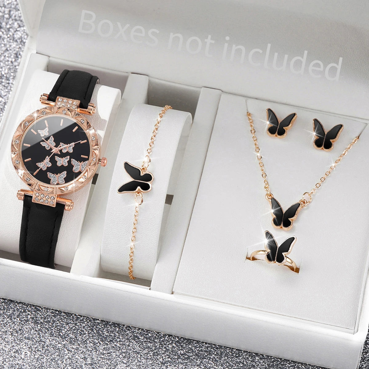 Ladies' Fashion Light Luxury Quartz Watch Classic Butterfly Pattern Digital Diamond Face Women's Style