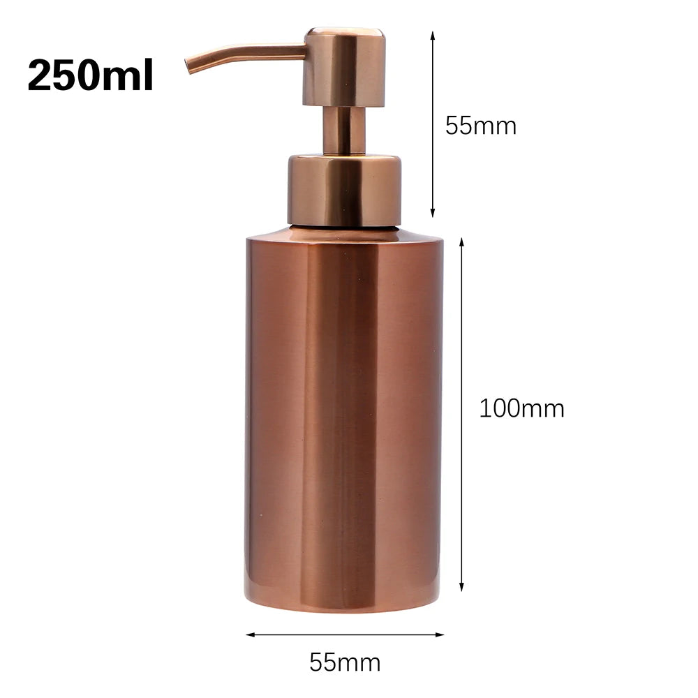 250/350/550Ml Rose Goldr Liquid Soap Dispenser Pump Bottle Lotion Hand Sanitizer Shampoo Stainless Steel Bottle Bathroom