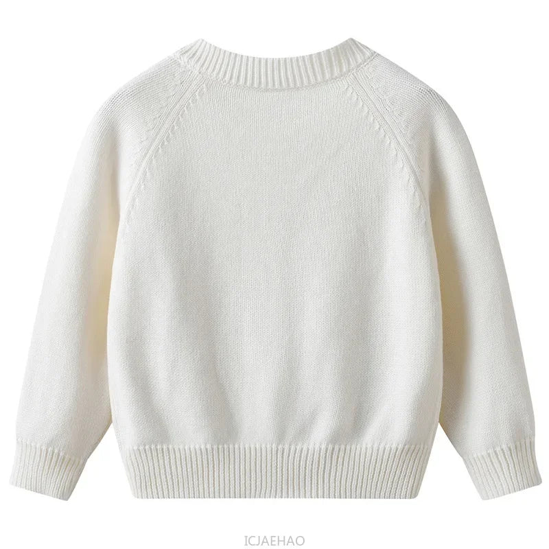 Teen Girl Clothes 2025 Children New Korean Cardigan Girls Knit Jacket Spring Autumn Outfit Style Costume Handmade Heart DIY Kids