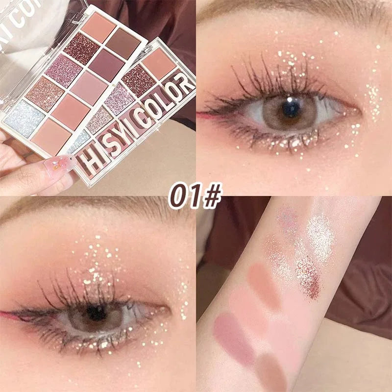 10 Colors Shimmer Matte Eyeshadow Palette Nude Glitter Shiny Pigment Eye Shadow Long Lasting Waterproof Make Up Palette Cosmetic