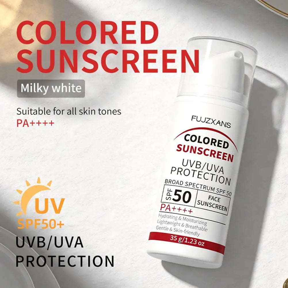 Colored Sunscreen UVB/UVA Protection Broad Spectrum SPF 50 Hydrating Lightweight Breathable Gentle Skin-Friendly Isolation Cream