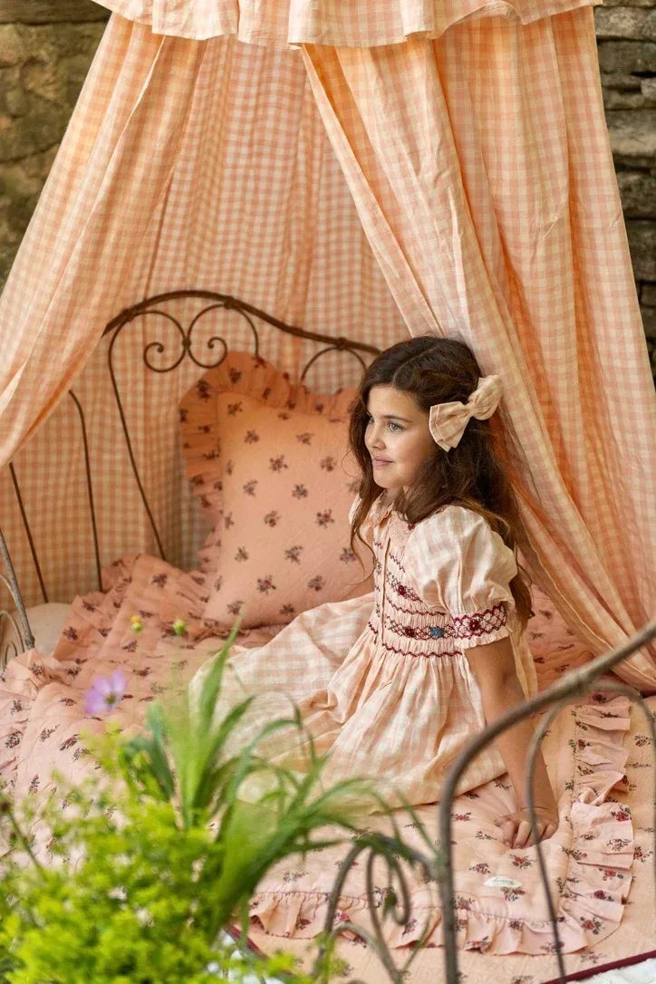 Children's Dress 2026 Summer New Product BD Girls Pastoral Embroidery Wrap Bubble Sleeve Shirt Skirt Princess Dress