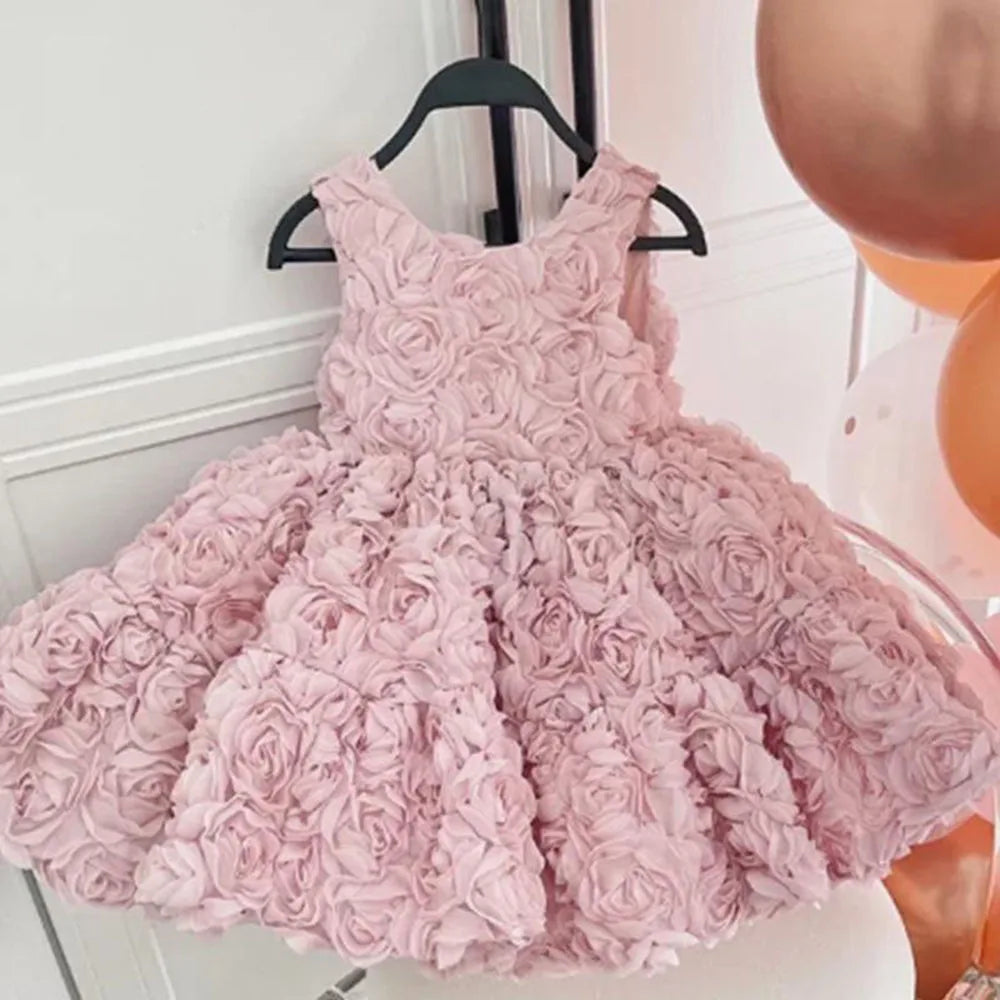 HETISO Flower Baby Dresses Sleeveless Elegant Children Holiday Party Prom Ball Gown Tutu Girl's Ceremonial Dress 1-8 Years