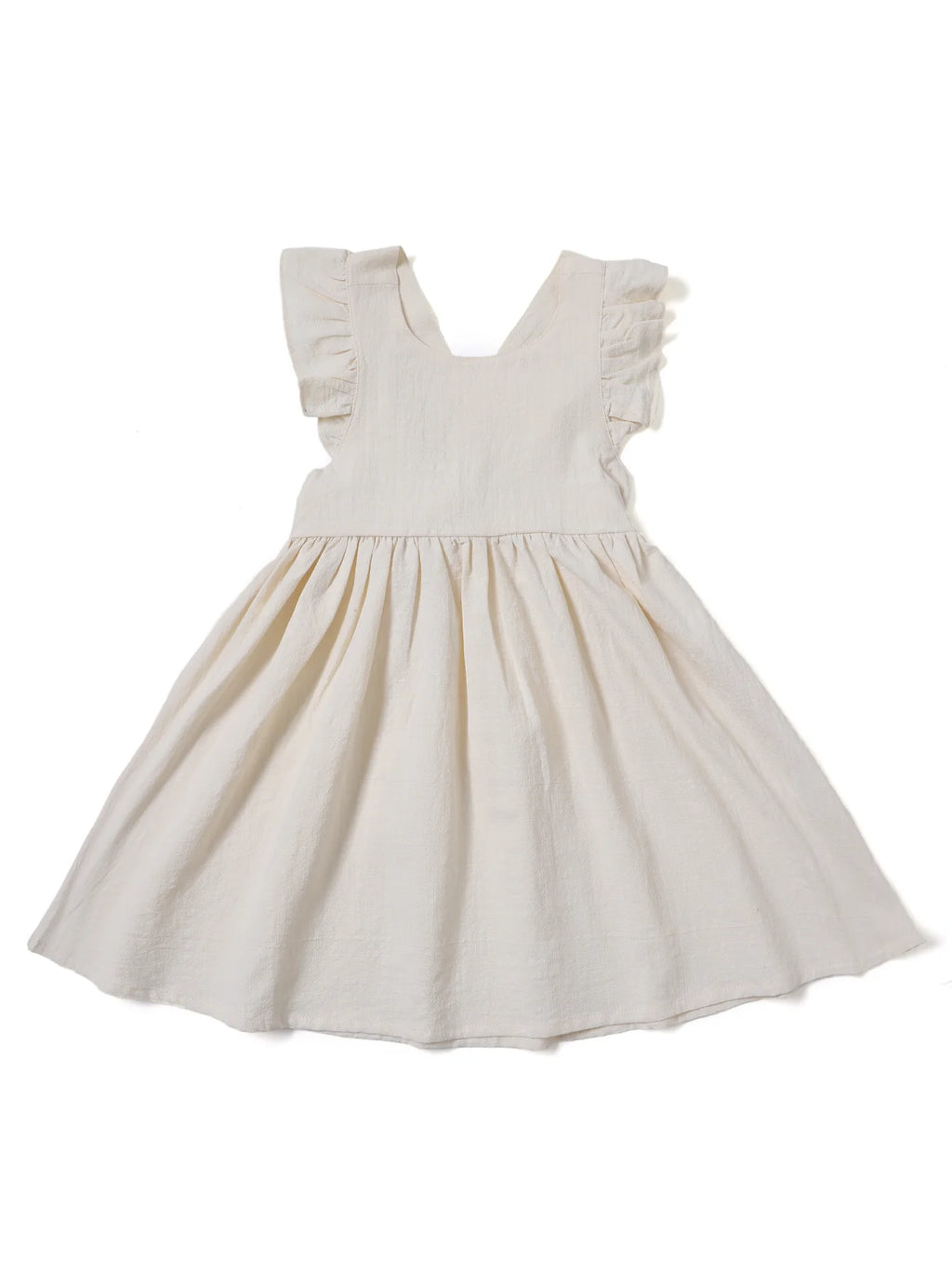 Casual Style Sleeveless Baby Girl Clothing Flying Sleeve Cotton and Linen Material Versatile Solid Color Princess Dress