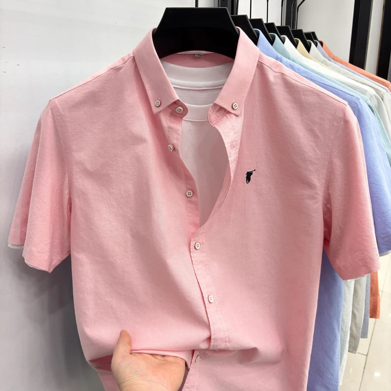 100% pure cotton short sleeve shirt summer new breathable men's T-shirt designer brand Paul Pony embroidery business casual top