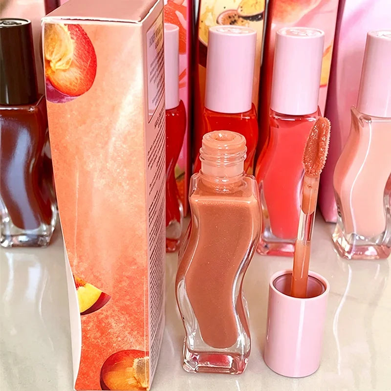 Fashion Dopamine New Summer Long-lasting Moisturizing Lip Oil Gloss Care Lips Plumping Exfoliating Watermelon Milky Mocha Gloss