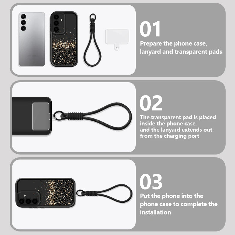 Leopard Print Wrist Lanyard Phone Case For Samsung Galaxy S26 S24 S25 Ultra S23 S25 FE A57 A17 A56 A16 A37 A55 A15 A25 TPU Cover