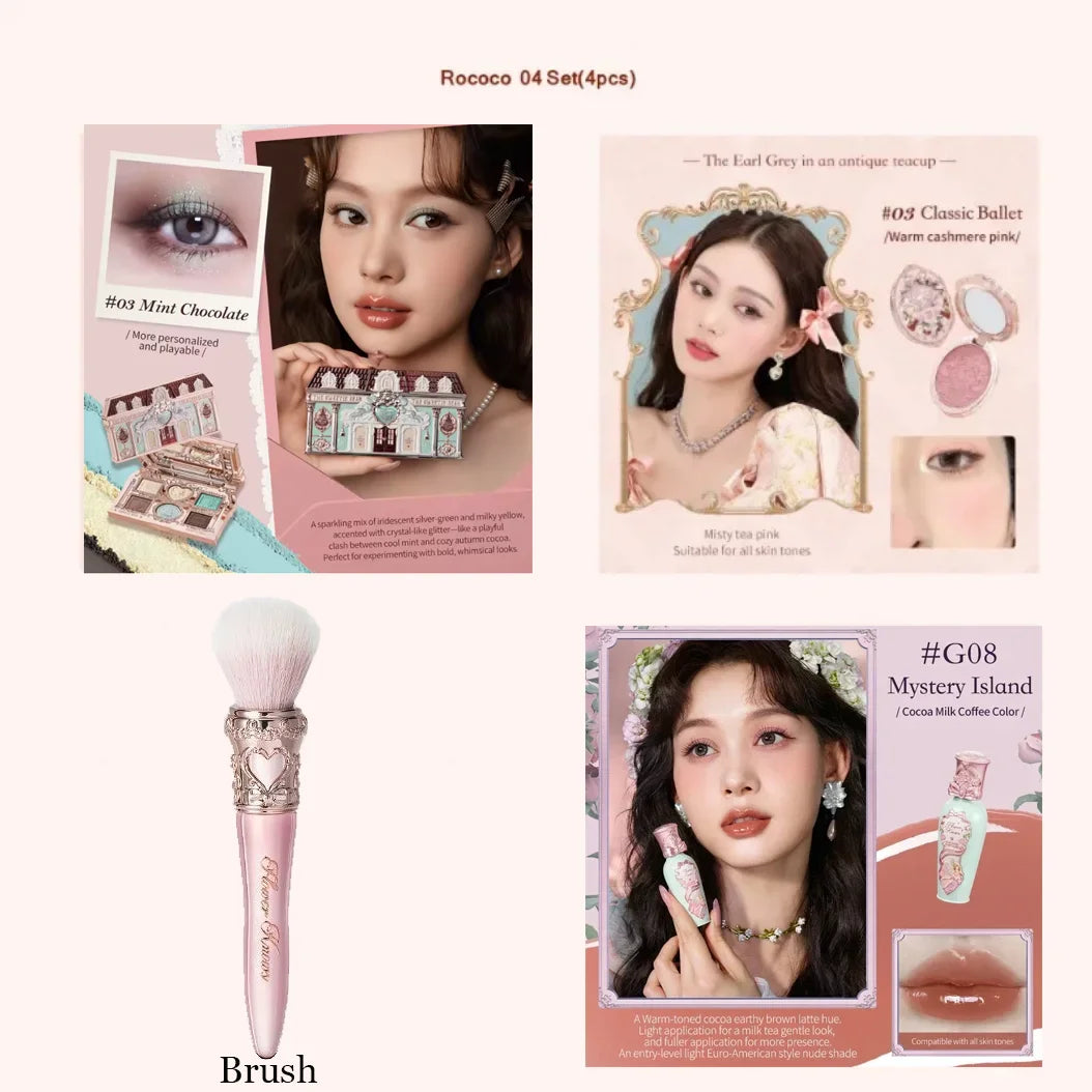 Flower Knows Strawberry Rococo Makeup Set - Eyeshadow, Blush, Lip Kit