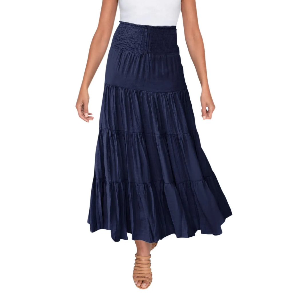 Boho High Waist Maxi Skirt – Flowy A-Line Beach & Casual Style