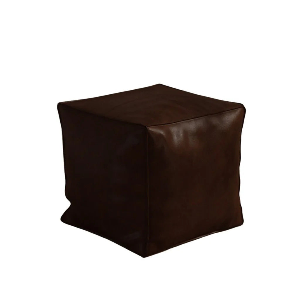 Modern Non-Slip Storage Stool Large Capacity Waterproof Unstuffed Cushion Cover No Fillings Square Leather Pouf Bedroom