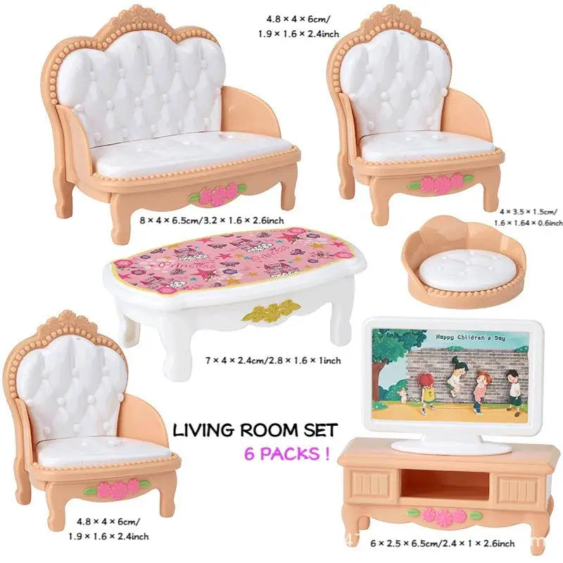 Hot Sale 31 Items / Lot Miniature Dollhouse Furniture Kitchen Sofa Table TV Bed Living Room Bathroom Set For Dolls Best DIY Gift