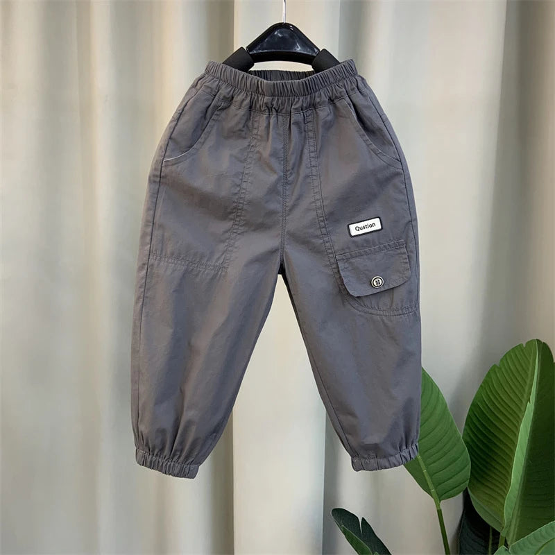 New Spring Autumn Fashion Boys Pants Loose And Comfortable Design Sport Overalls Cargo Trousers For 2-10 Years Old Kids