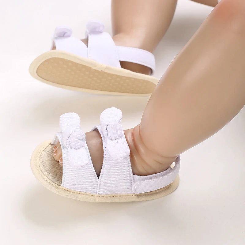 Baby Girls First Walker Sandals - Butterfly Knot Soft Cotton Sole