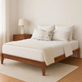 Mid-Century Bamboo Platform Bed, Queen Size Bed Frame with Wood Slat Support, No Box Spring Needed, Easy Tool-Free, Customized