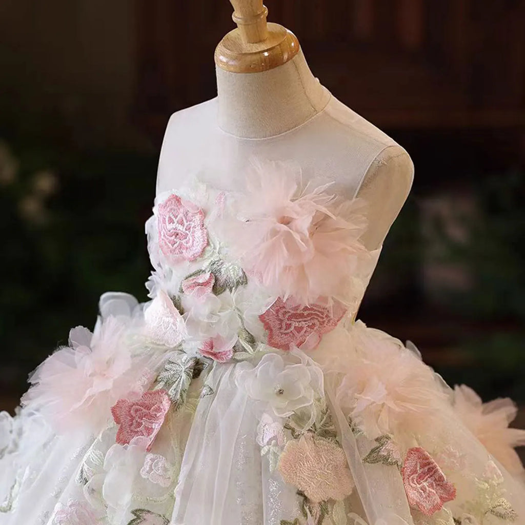 Dreamy Vow J197 Flower Baby Girl Adorable Princess Dress With Embroidery White Wedding Birthday Party Spring Summer Prom Gowns
