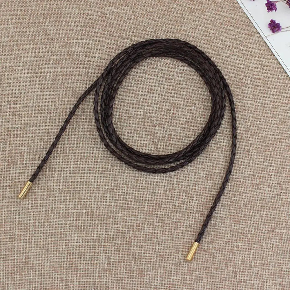 New Round Leather Rope Dresses Coat Decoration String Waist Belt For Women'S Solid Fashion Long Waist Chain Vintage Waistband
