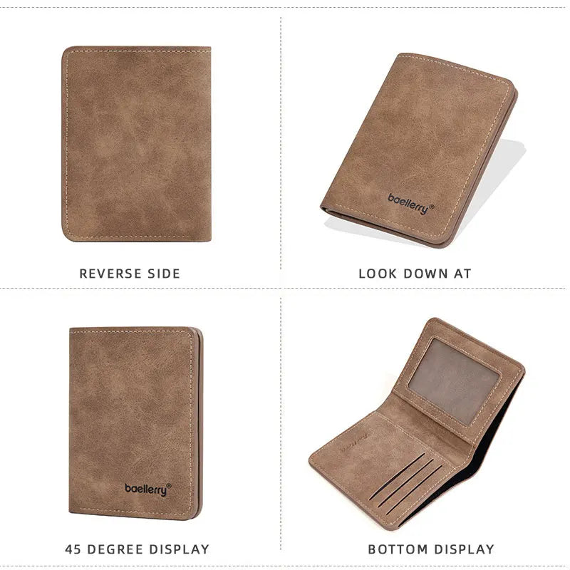 New Men's Short Wallet Simple Casual Card Clips Slim Male Wallet Driver's License Card Holder Thin Bifold Wallet For Man