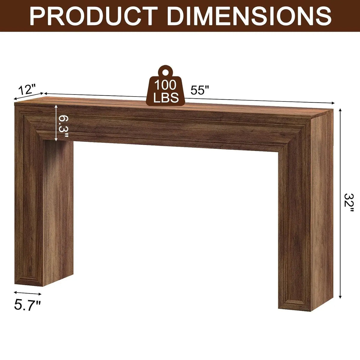 55 Inch Wood Console Table Behind Sofa for Hallway Living Room, Customized