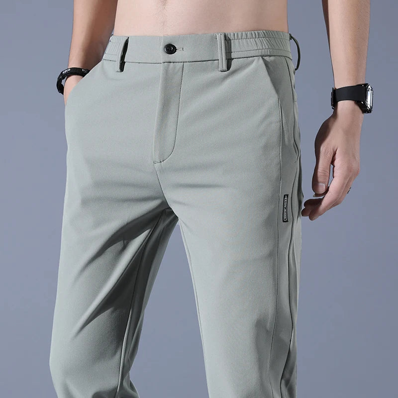 Mens Stretch Slim Pants Ultra Thin Breathable Lightweight Premium Golf Casual Trousers For Men