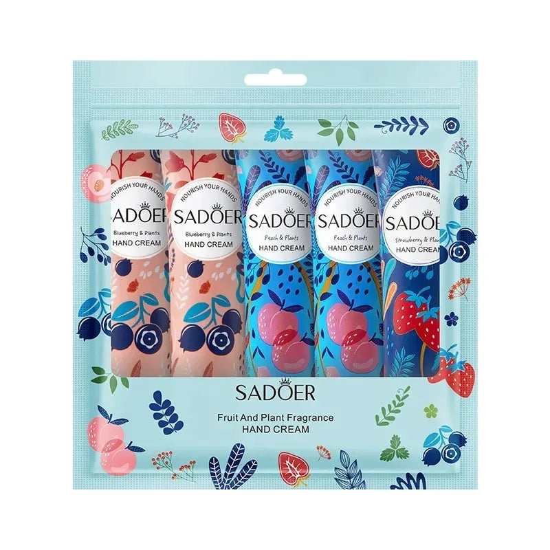 Fruit Plant Fragrance Hand Cream Set For Dry Hands Moisturizing Repairing Anti Drying 5 Piece
