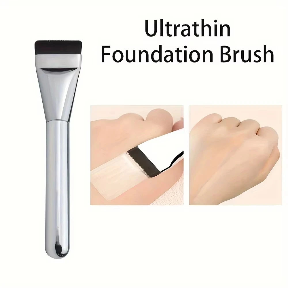 2PcsMulti-Use Foundation Ultra-Fine, Hypoallergenic Nylon Bristle Oval Foundation Brush - Perfect for Face Contouring